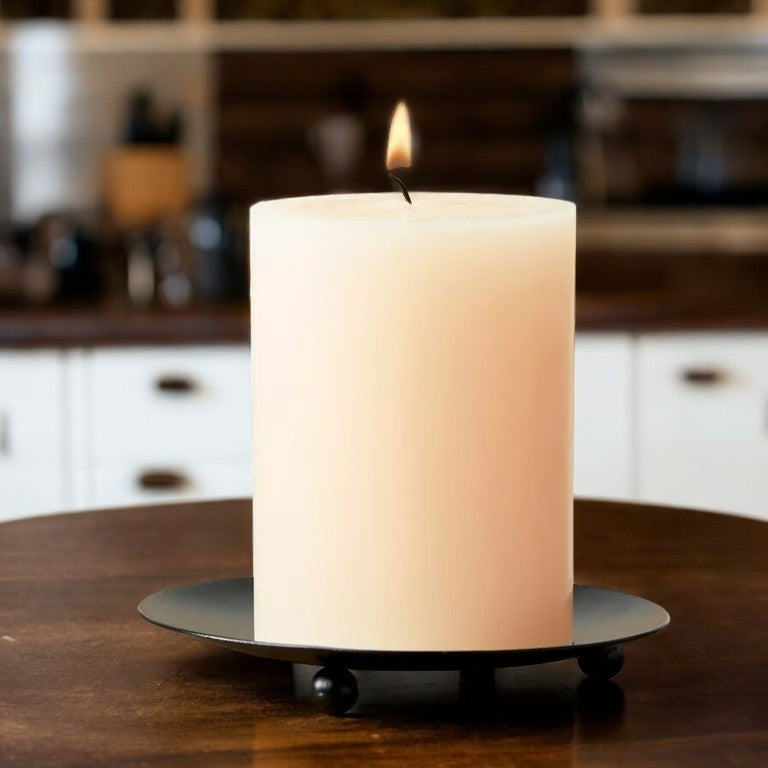I Scented Candle White Pillar Candles 3"W x 4"H - Emergency, Prayer, Decoration -35+ Hours Burn, Soy Wax, Set of 6 pack