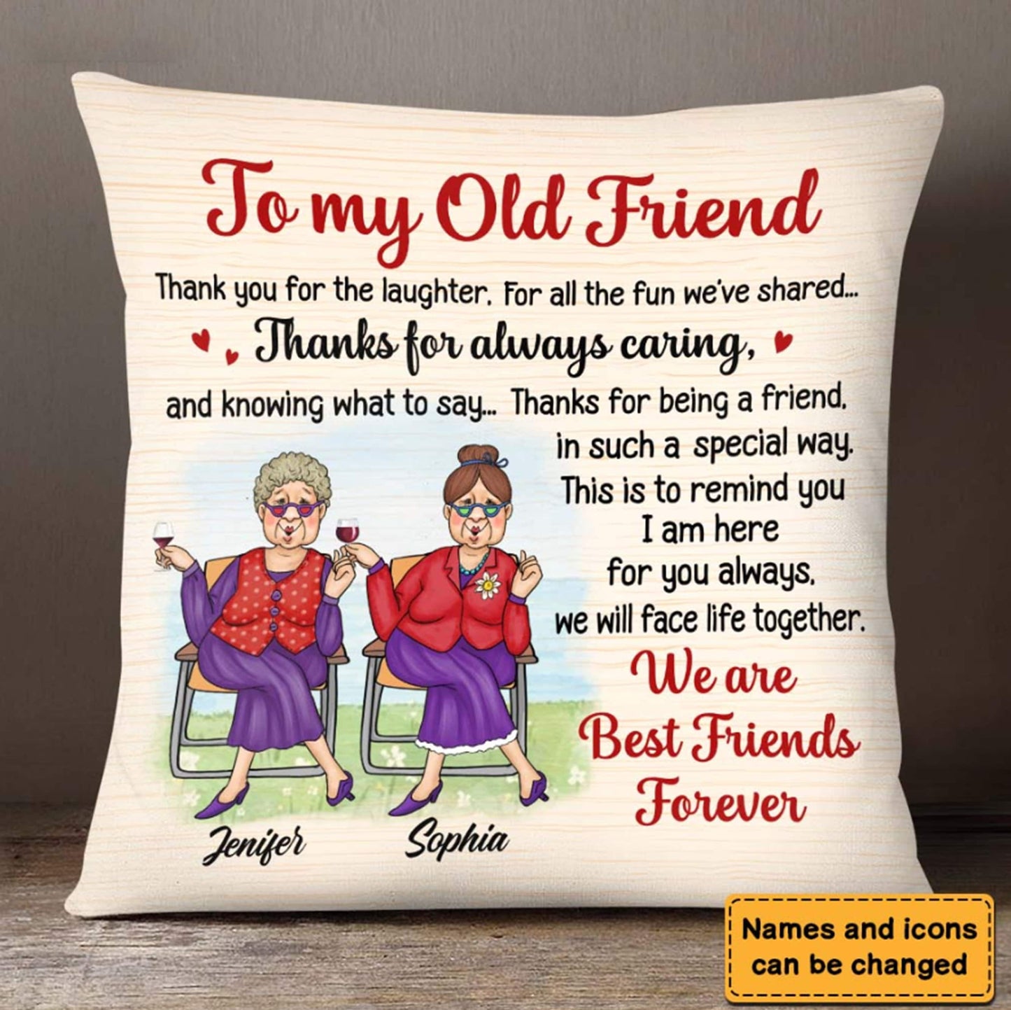 To My Old Friend Bestie Personalized Pillow, Sisters Pillow, Best Friend Long Distance Gift, Friendship Pillowcase, Miles Apart Pillow