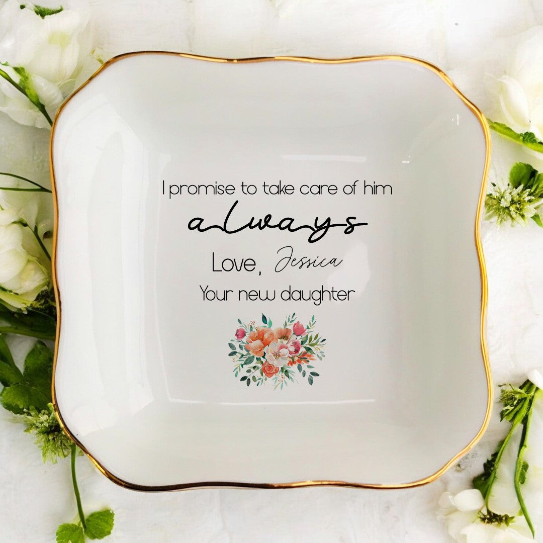 Heart-shaped Ring Dish for Mother-in-law-Ceramic Trinket Tray,Jewelry Dish Gifts For Mom-In-Law Mother's Day,Wedding,Birthday,Christmas Gift for Mom,Women,Girl,Her