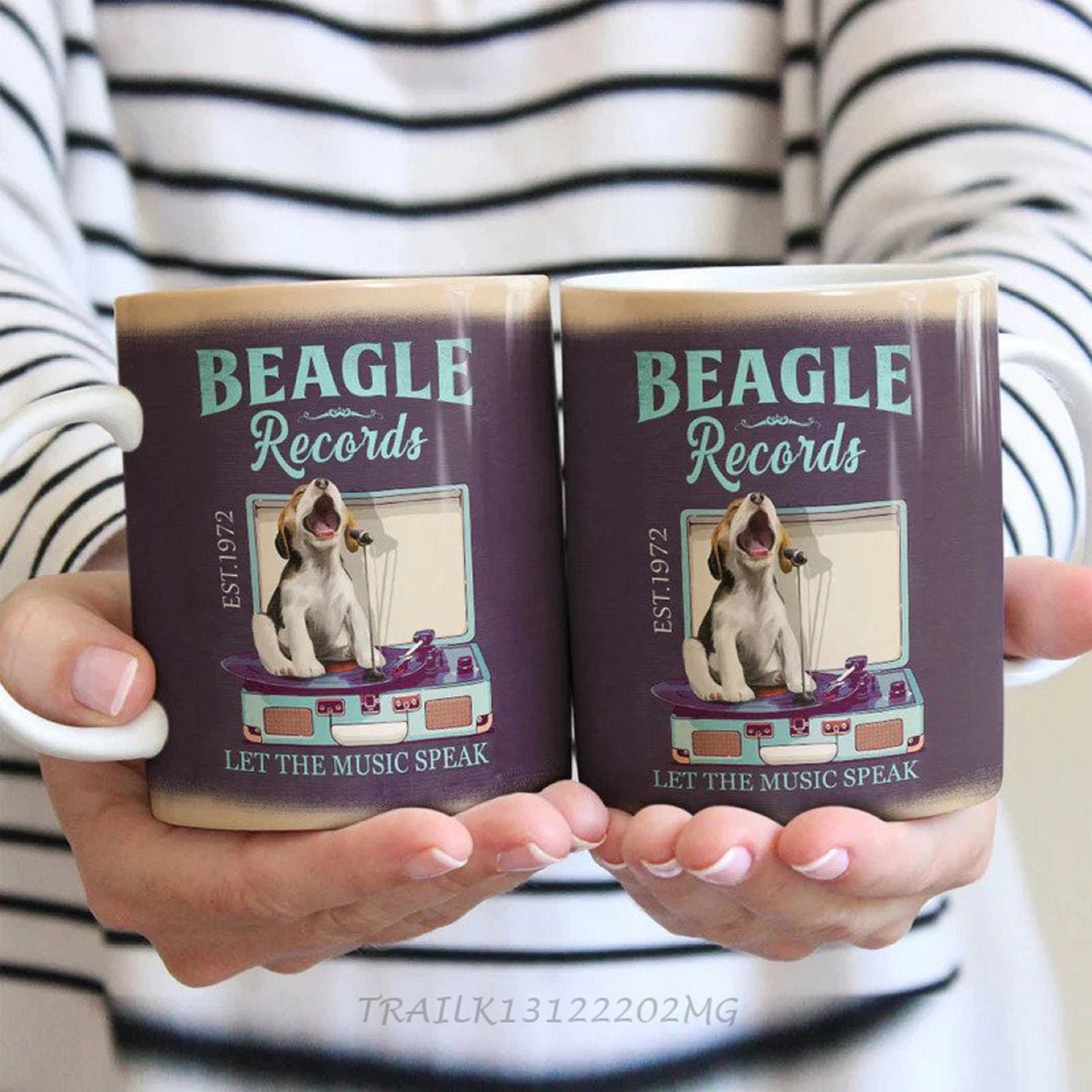 Beagle Dog Coffee Company Mug, Beagle Dog Records Cup, Mom Dog Mug, Gift For Dog Lovers, Custom Dog Coffe Cup, Let's The Music Speak