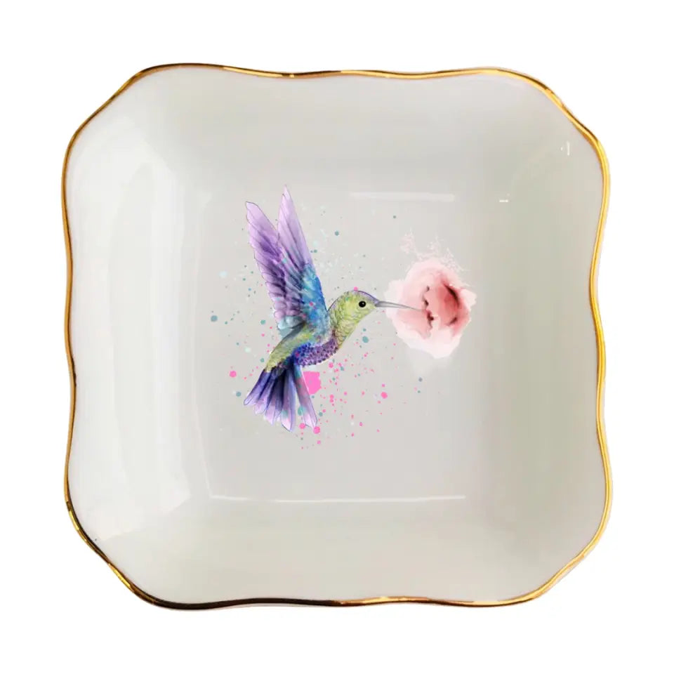 Hummingbird Jewelry Dish | Wedding Ring & Trinket Holder | Elegant Gift for Nature Lovers