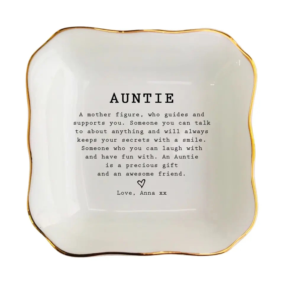 Personalized Aunt Ring Dish, An Auntie Is A Precious Gift Trinket Dish, Best Auntie Jewelry Holder, Mother's Day Gift, Aunt Birthday Gifts