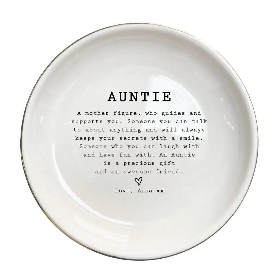 Personalized Aunt Ring Dish, An Auntie Is A Precious Gift Trinket Dish, Best Auntie Jewelry Holder, Mother's Day Gift, Aunt Birthday Gifts