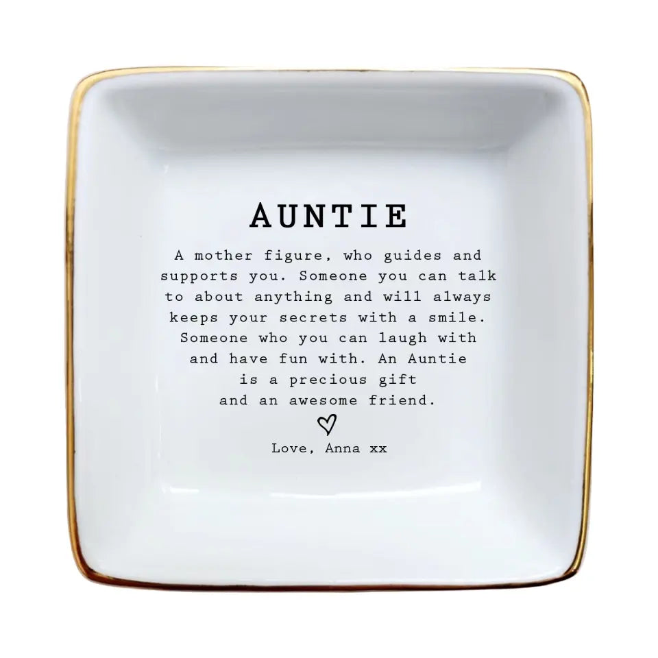 Personalized Aunt Ring Dish, An Auntie Is A Precious Gift Trinket Dish, Best Auntie Jewelry Holder, Mother's Day Gift, Aunt Birthday Gifts