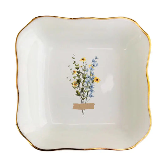 Custom Floral Trinket Tray-Personalized Jewelry Dish-Bridal Shower Gift-Mother's Day Gift-Bride Gift-Bridesmaid Gift-Daughter Birthday Gift