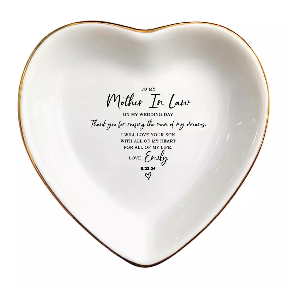 Thank You for Raising the Man of My Dreams Ring Dish | Wedding Gift for Mother of the Groom | Jewelry Storage Keepsake