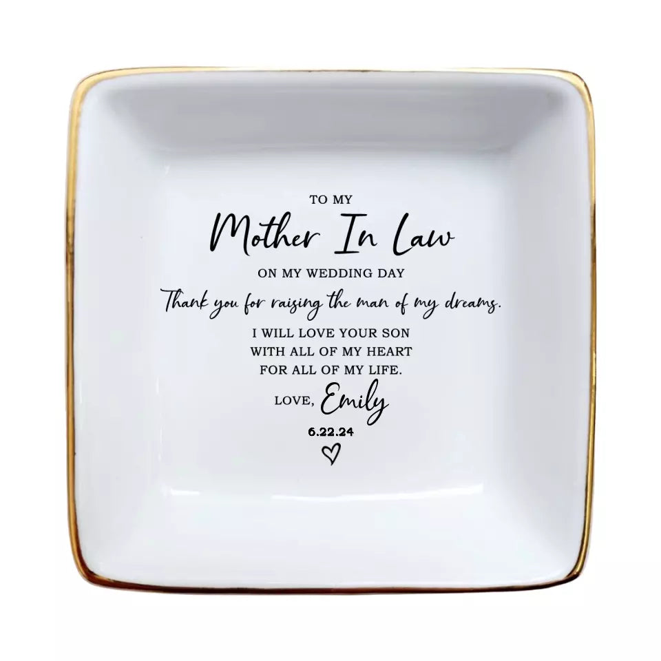 Thank You for Raising the Man of My Dreams Ring Dish | Wedding Gift for Mother of the Groom | Jewelry Storage Keepsake