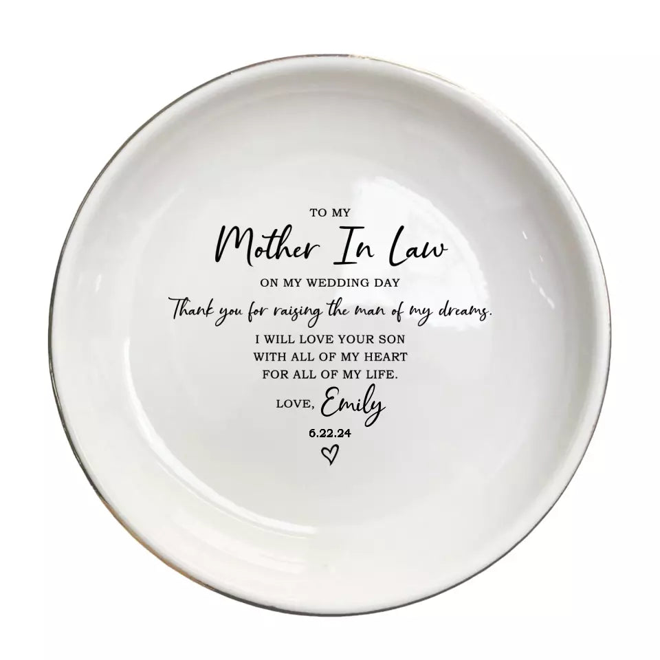 Thank You for Raising the Man of My Dreams Ring Dish | Wedding Gift for Mother of the Groom | Jewelry Storage Keepsake
