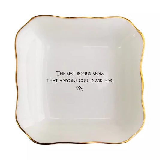 Bonus Mom Ring Dish | Stepmother & Second Mom Gift | Jewelry Trinket Tray Keepsake