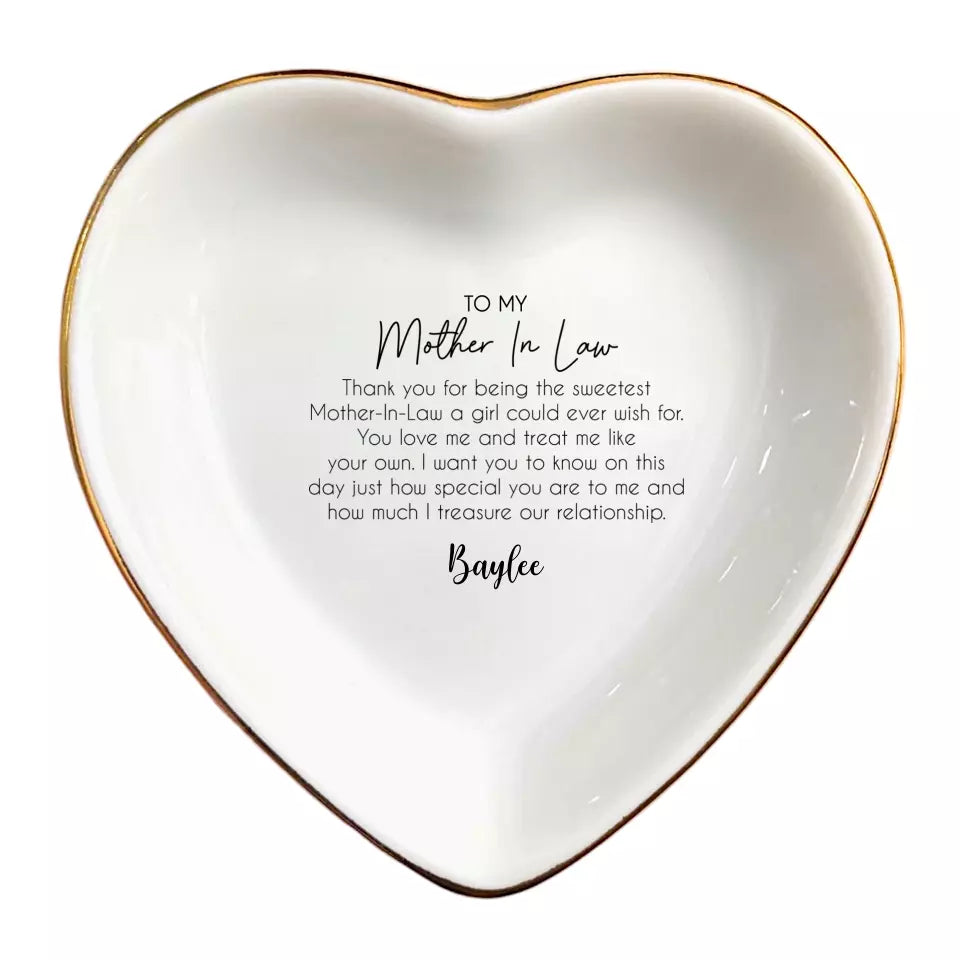 The Sweetest Mother-in-Law Ring Dish - Personalized Mom Jewelry Dish - Bridal Shower & Wedding Gift from Bride