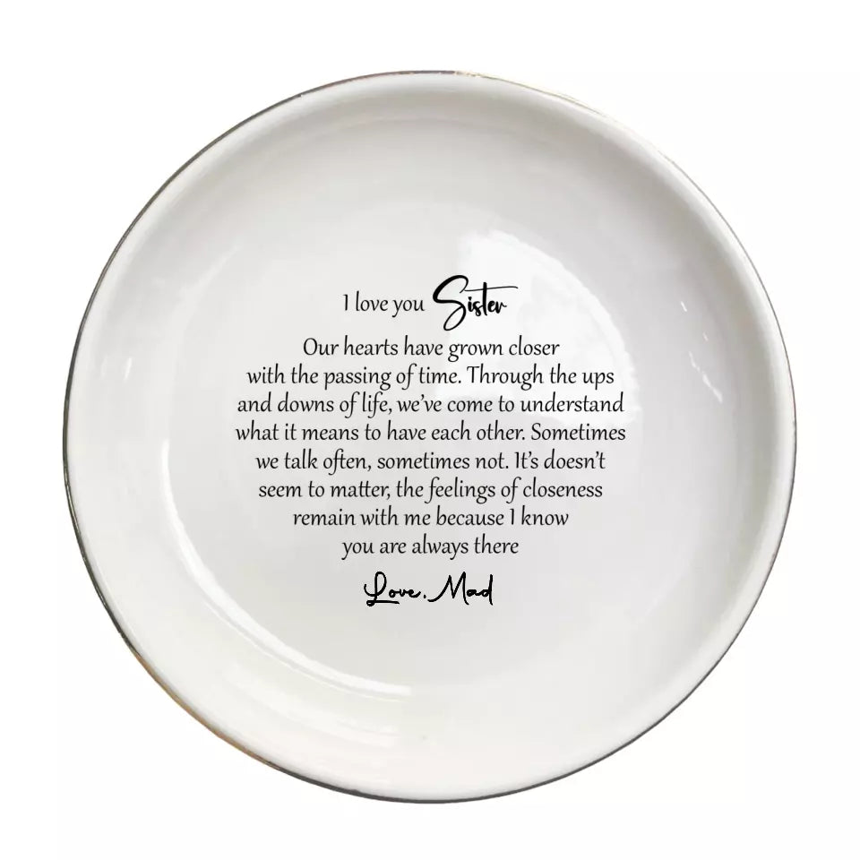 I Love You Sister - Personalized Ring Dish Gift for Sisters - Custom Wedding Jewelry Holder