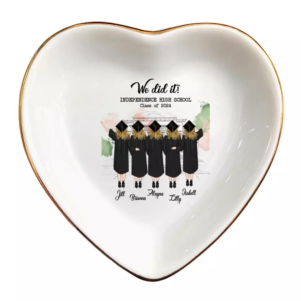 Custom Girl Portrait Ring Dish - Personalized Trinket Tray - Jewelry Holder for Graduation Gift