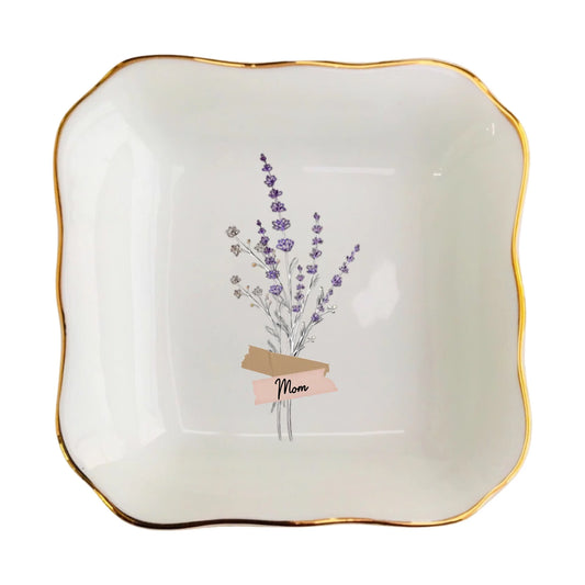 Custom Floral Trinket Tray - Personalized Ring Dish