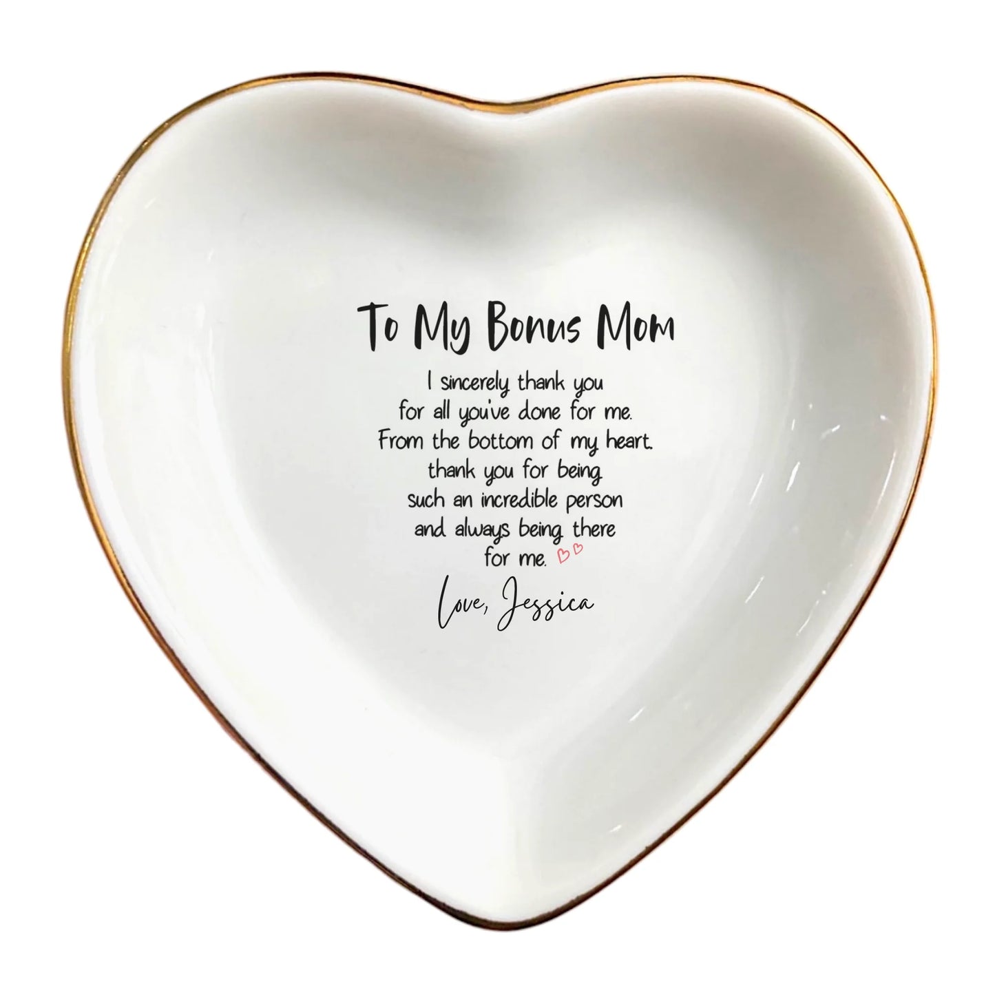 To My Bonus Mom Ring Dish | Thoughtful Gift for Mother-in-Law | Jewelry Trinket Tray for Wedding, Birthday & Mother’s Day