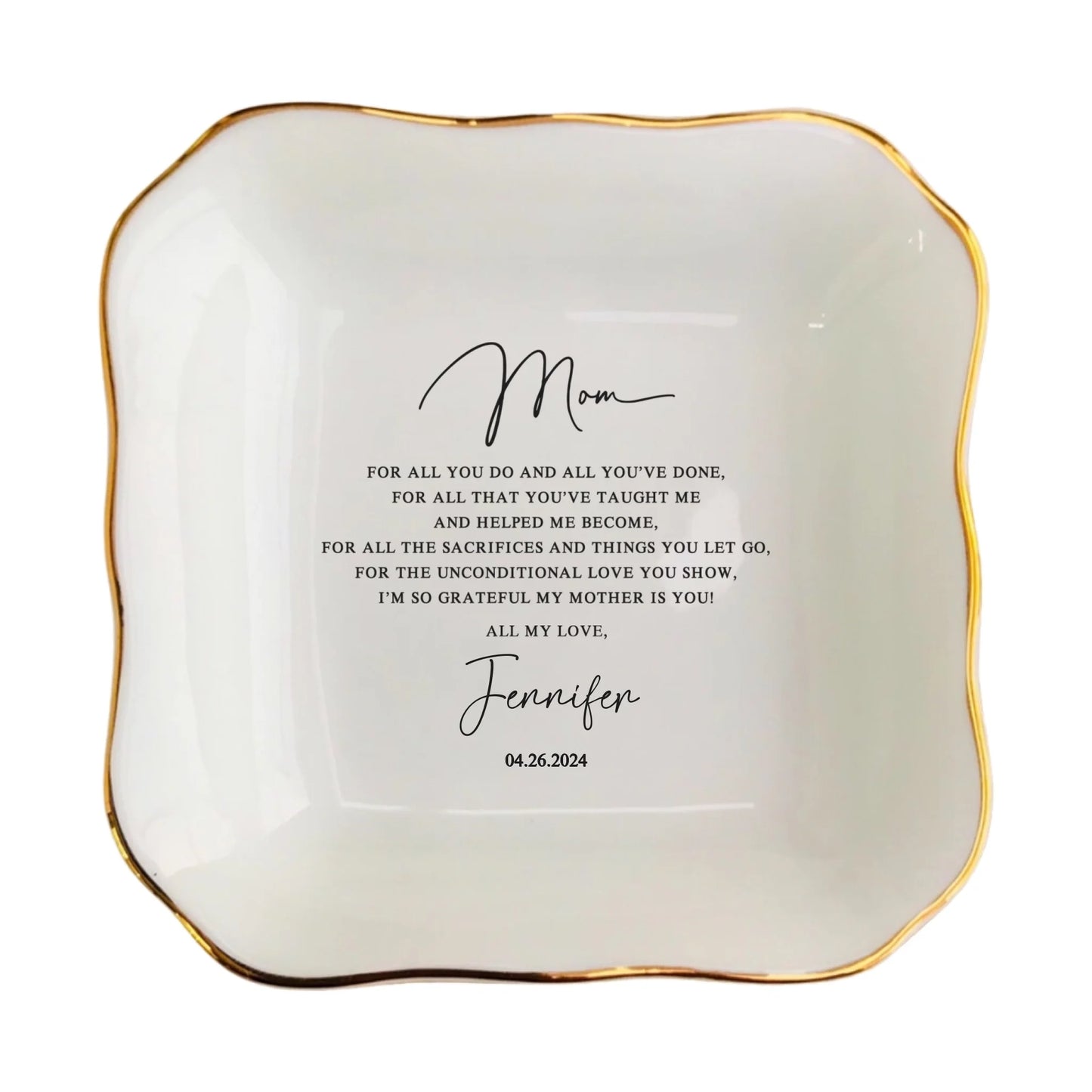 Personalized Ring Dish for Mom | Meaningful Gift from Daughter - I'm So Grateful My Mother is You!