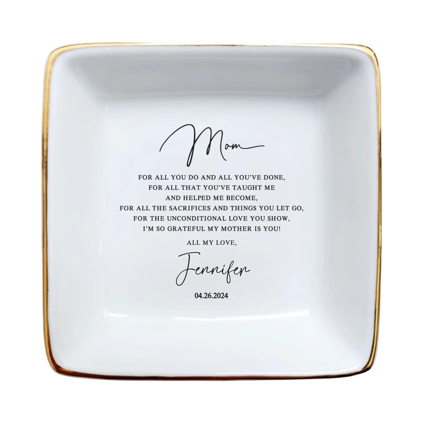 Personalized Ring Dish for Mom | Meaningful Gift from Daughter - I'm So Grateful My Mother is You!