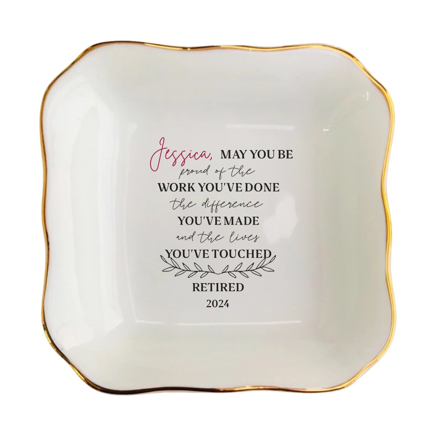 Inspirational Retirement Ring Dish | Meaningful Farewell Gift for Women | Jewelry Trinket Tray for Coworkers & Friends