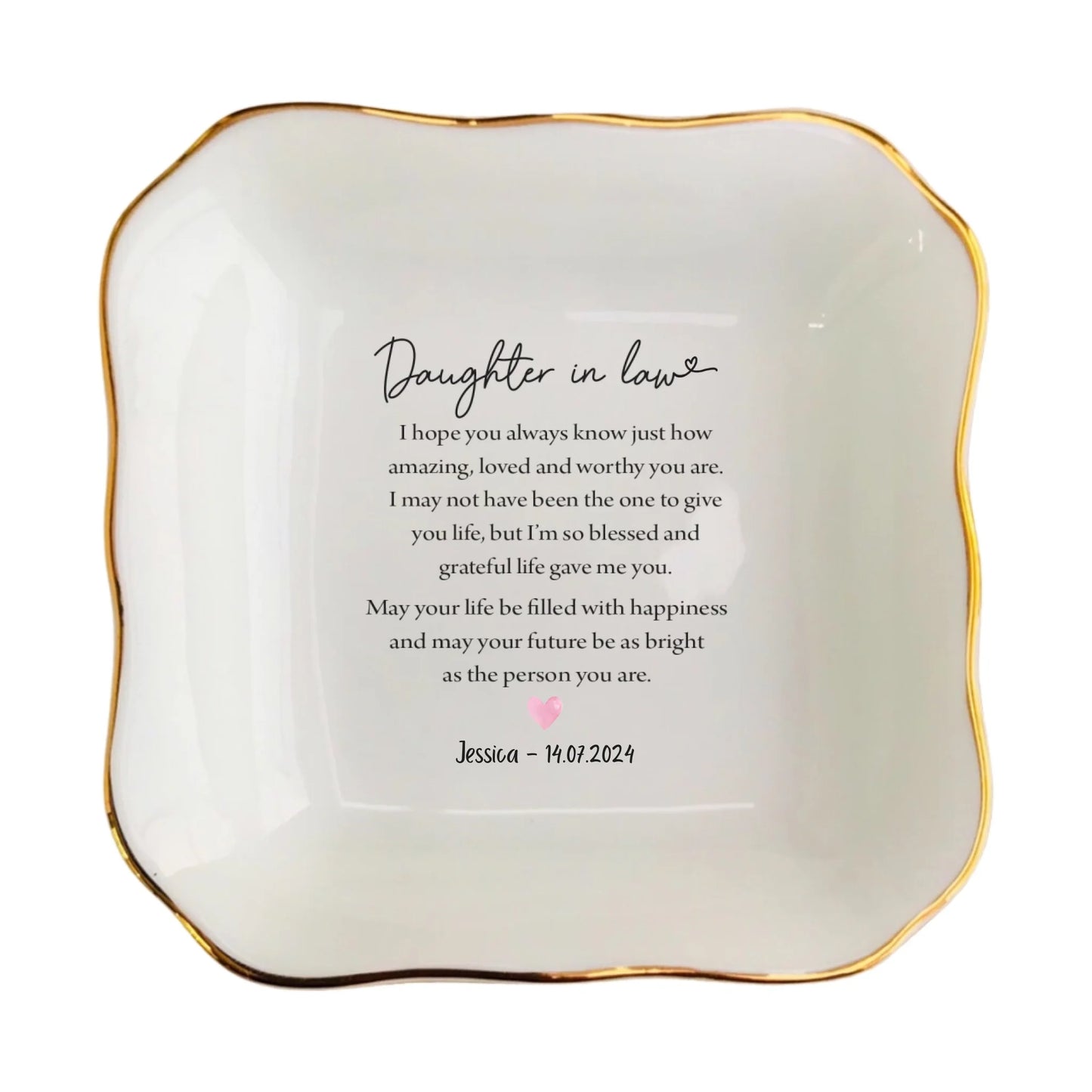 Daughter in Law Ring Dish | Personalized Wedding Day Jewelry Tray | Unique Gift for Future Daughter from Mother in Law | I hope you always know