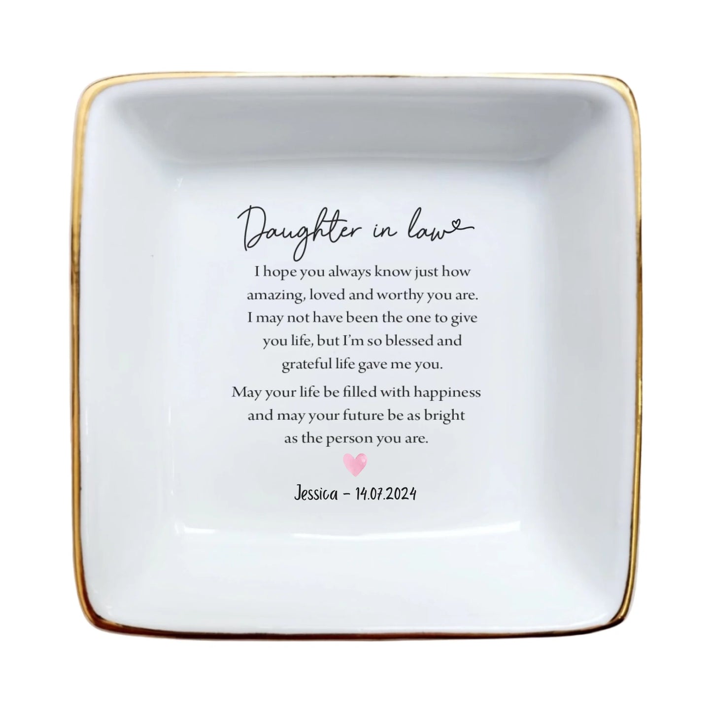 Daughter in Law Ring Dish | Personalized Wedding Day Jewelry Tray | Unique Gift for Future Daughter from Mother in Law | I hope you always know