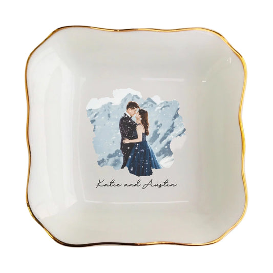 Custom Photo Ring Trinket Dish | Personalized Jewelry Tray Gift, Christmas Gift For Mom, Anniversary Gift For Wife,  Wedding Gift