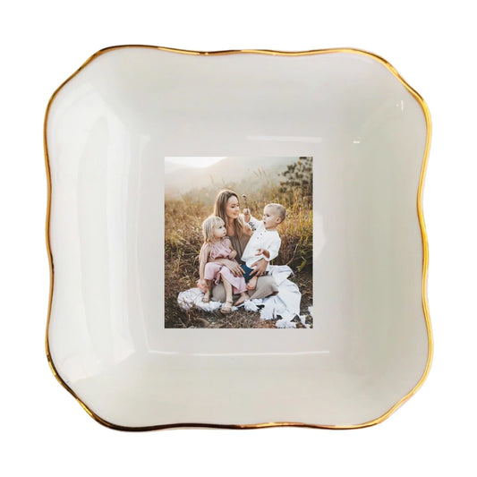 Custom Photo Jewelry Dish | Personalized Ring Dish Holder | Gift for Mom & Women