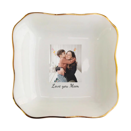 Custom Photo Trinket Tray | Personalized Jewelry Storage Gift for Mom, Daughter, Sister & Family