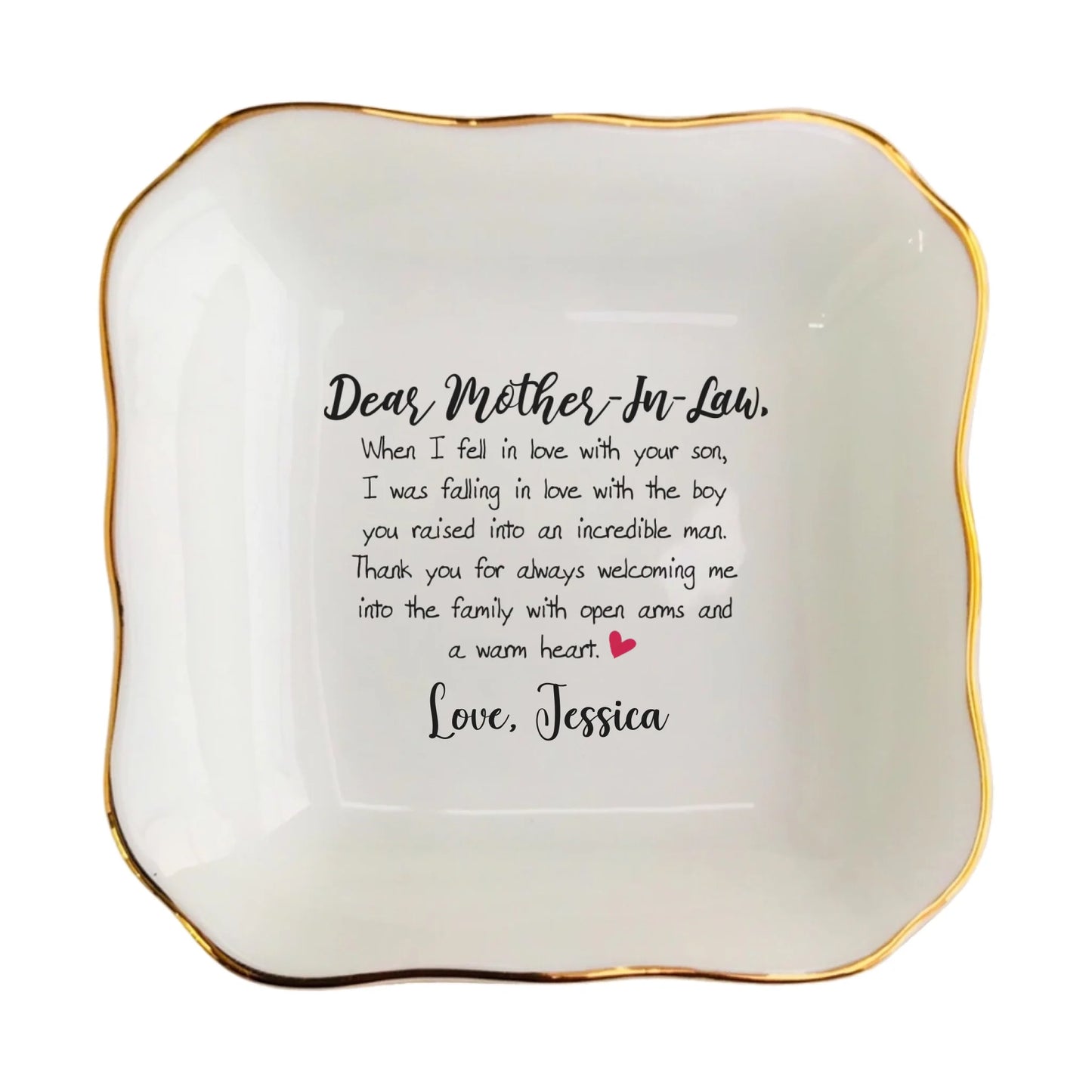 Customized Jewelry Tray for Mother-in-Law | Wedding Gift for Mother of the Groom | Ceramic Ring Dish