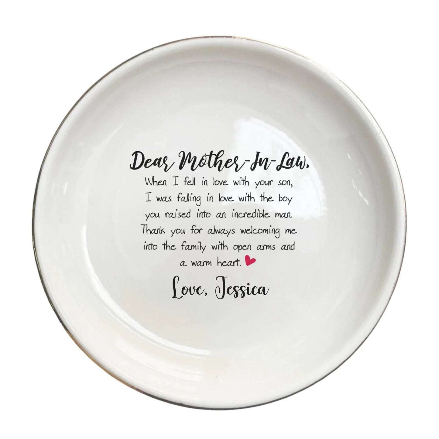 Customized Jewelry Tray for Mother-in-Law | Wedding Gift for Mother of the Groom | Ceramic Ring Dish
