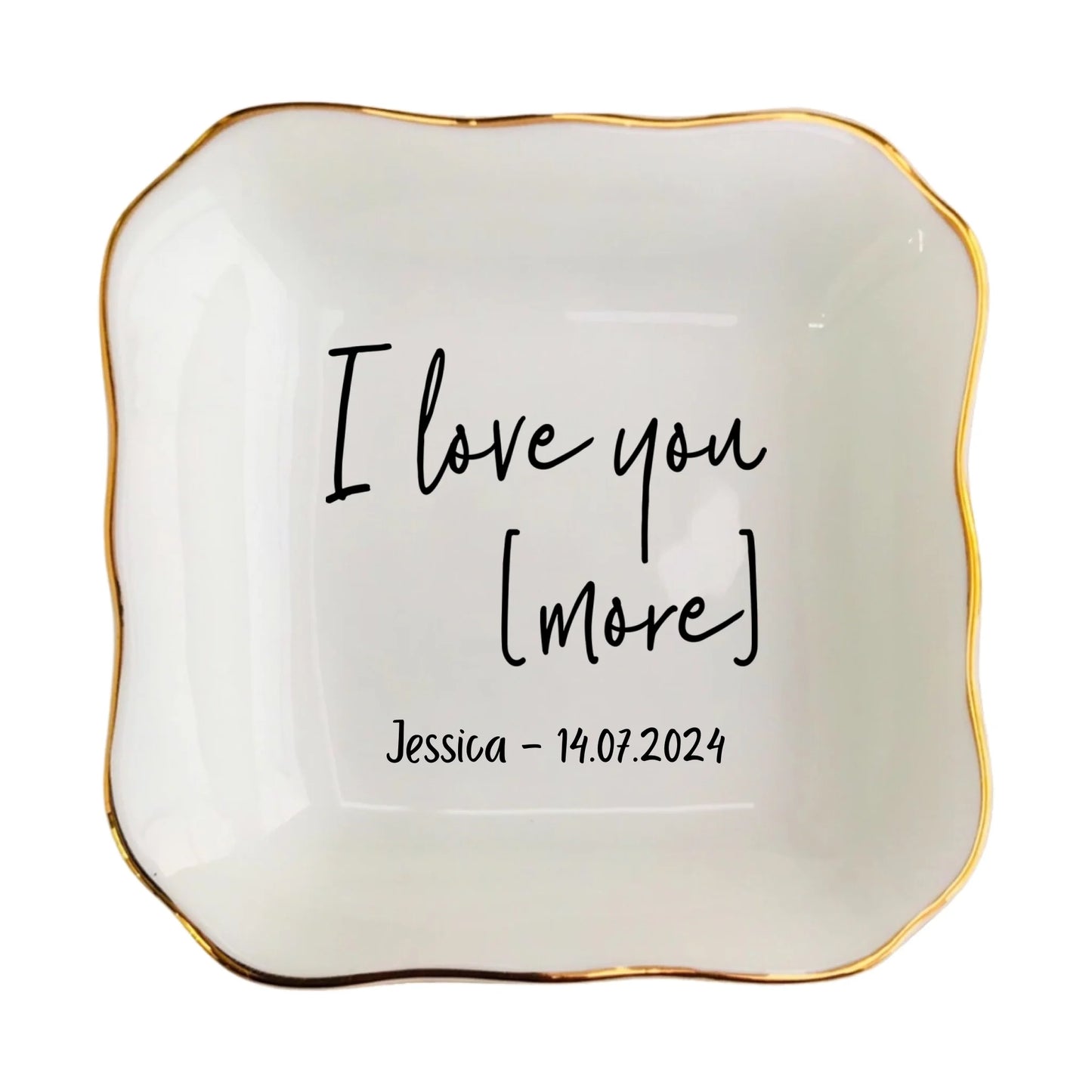 Personalized Ring Dish | I Love You More Jewelry Dish | Wedding, Valentine & Birthday Gift for Couples
