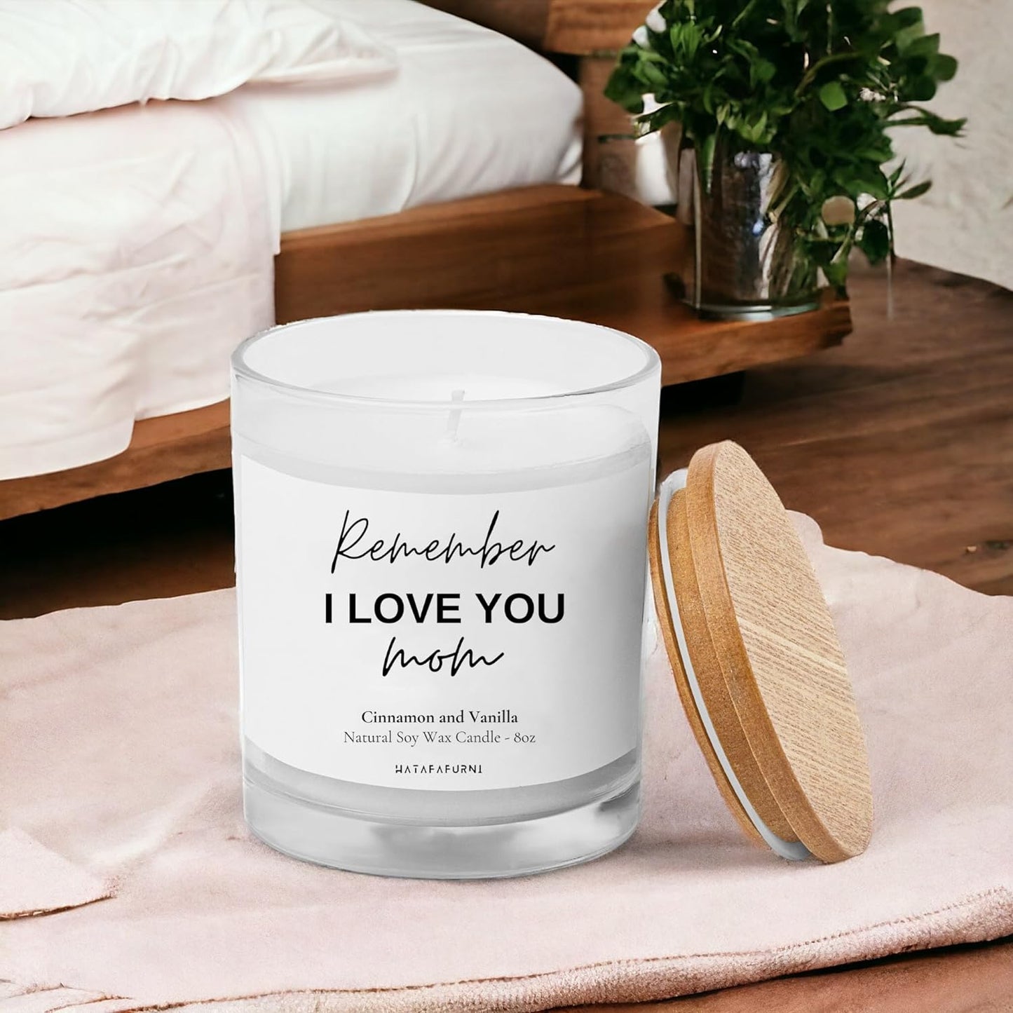 Remember I love you mom - Gift Candle for Mom - Cinnamon and Vanilla Candle, Soy Wax Candle 8oz