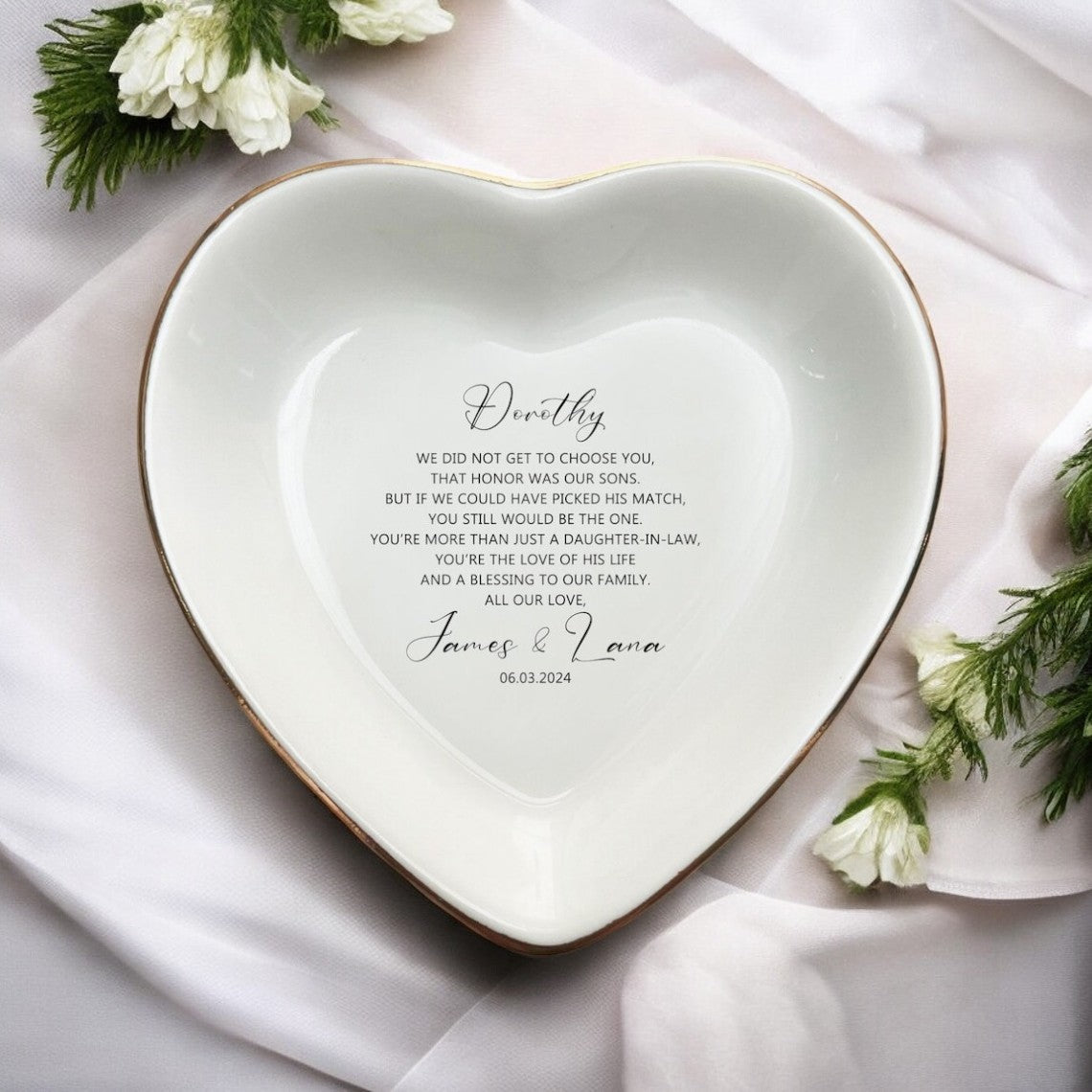 Daughter In Law Gift From Parents Of The Groom-Personalized Jewelry Dish-Wedding Gifts For Bride-A Blessing To Our Family-Bridal Shower Gift