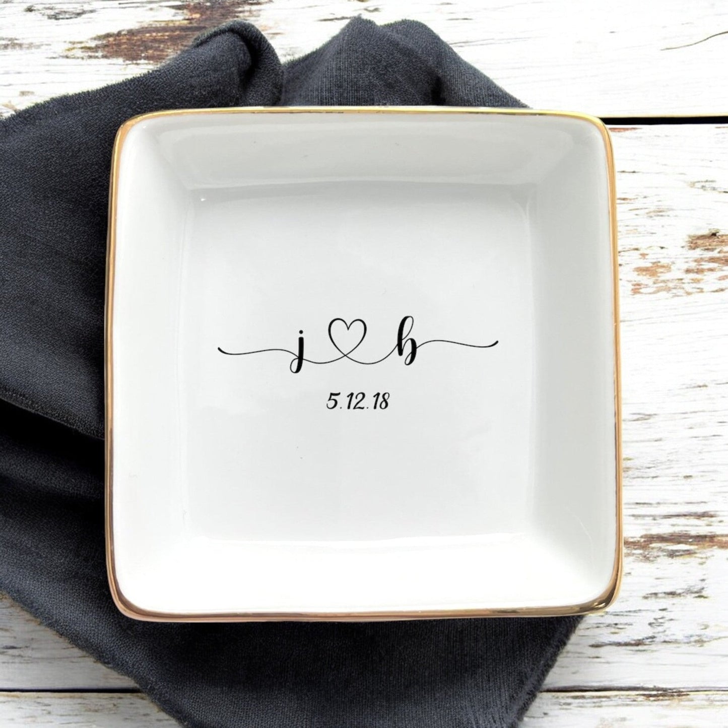 Engagement Ring Dish Wedding Gift For Bride Jewelry Tray, Engagement Gift For Engaged Couple, Wedding Ring Holder, Anniversary Gift For Wife