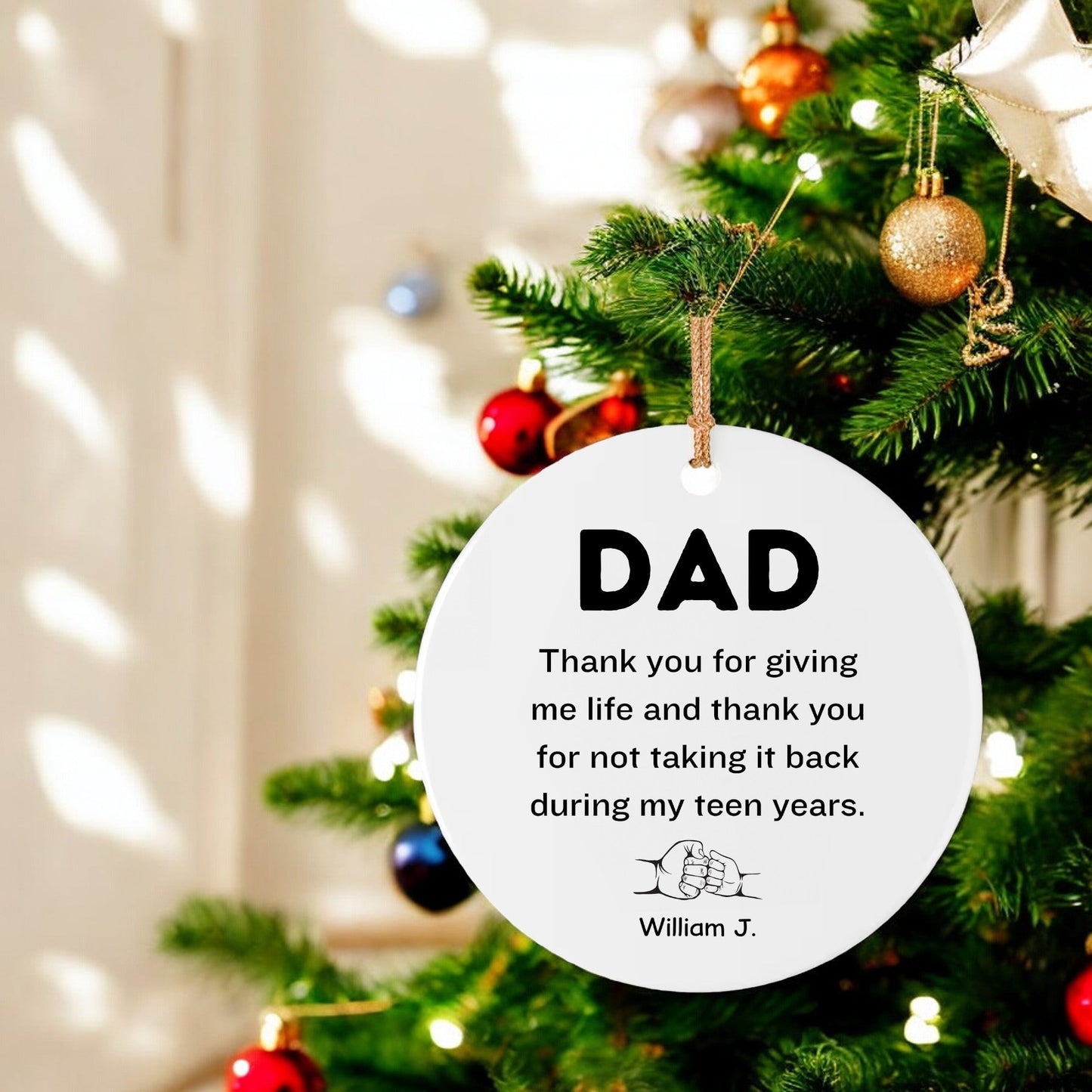 Personalized Dad Christmas Ornament | Funny Custom Ornament for Dad Giffs