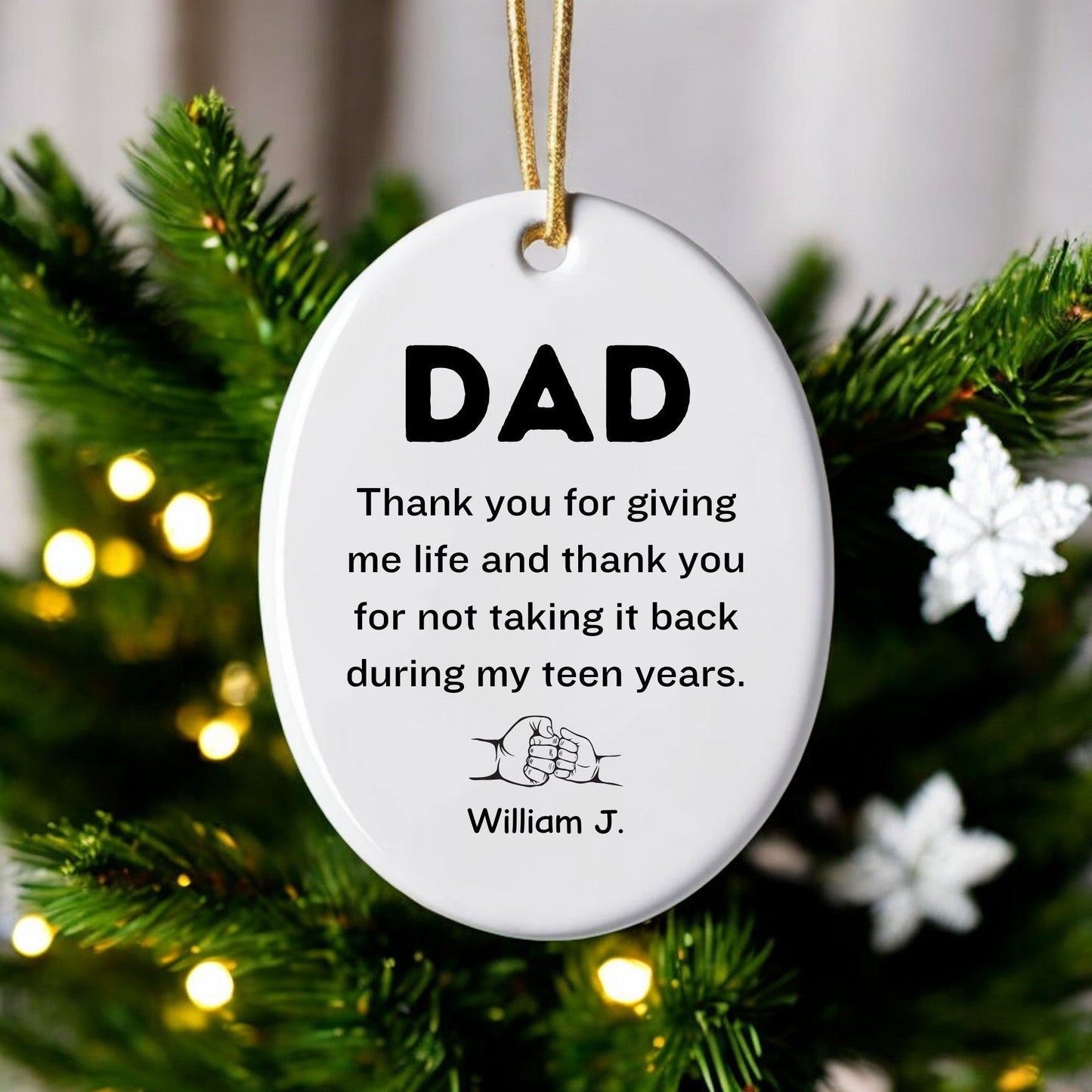 Personalized Dad Christmas Ornament | Funny Custom Ornament for Dad Giffs