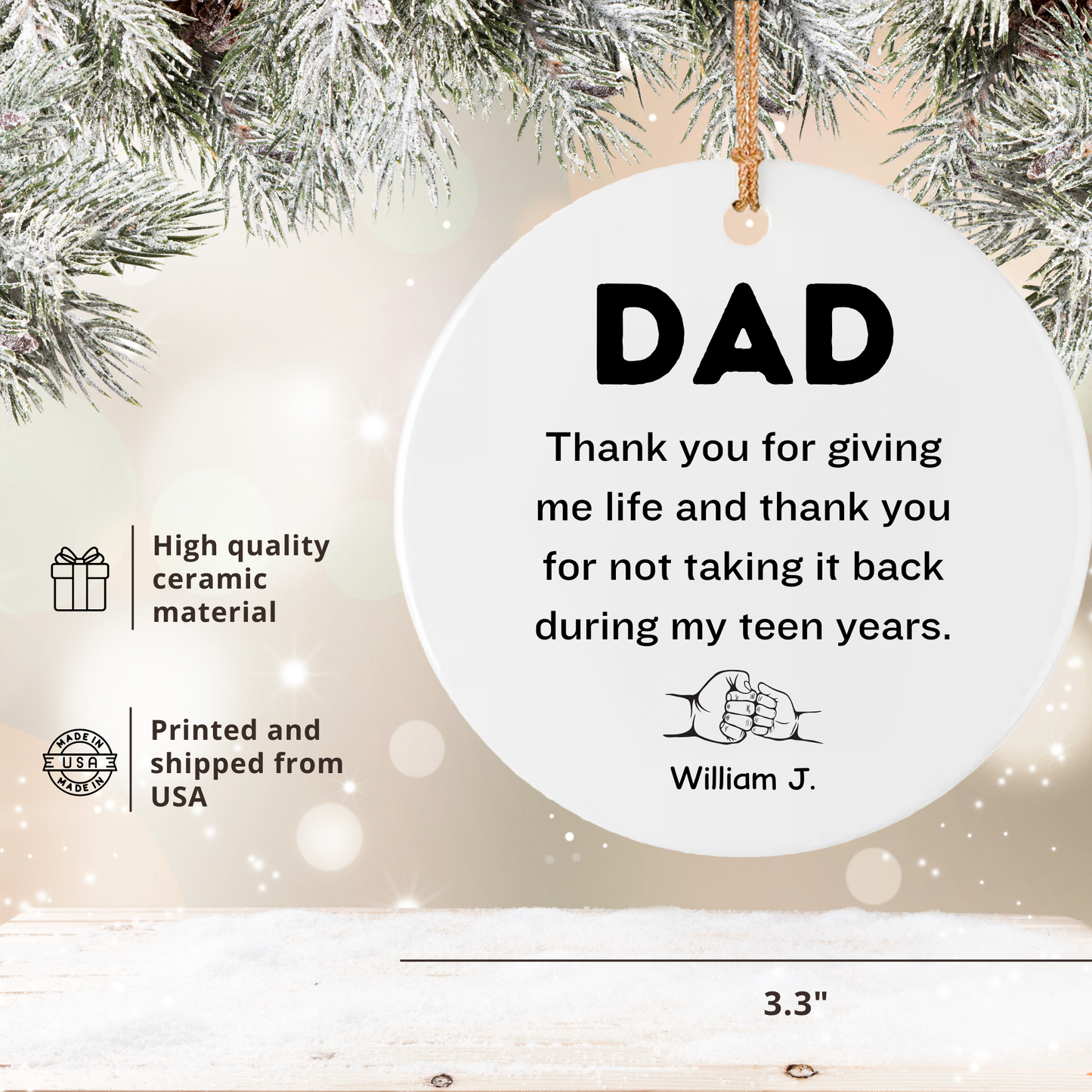 Personalized Dad Christmas Ornament | Funny Custom Ornament for Dad Giffs