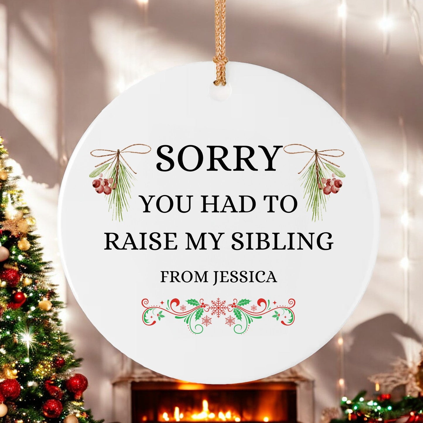 Funny Personalized Christmas Ornaments for Parents, Picture Frame Ornaments