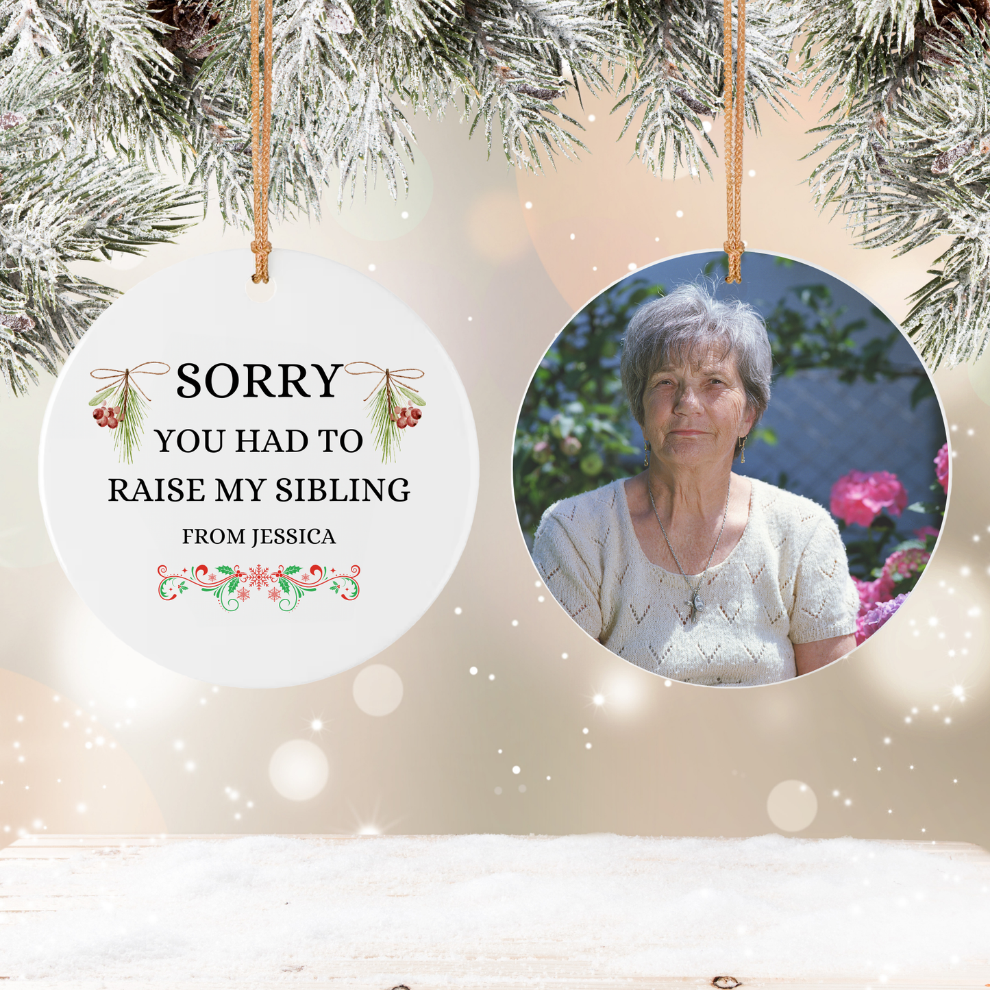 Funny Personalized Christmas Ornaments for Parents, Picture Frame Ornaments Gifts for Mom & Dad