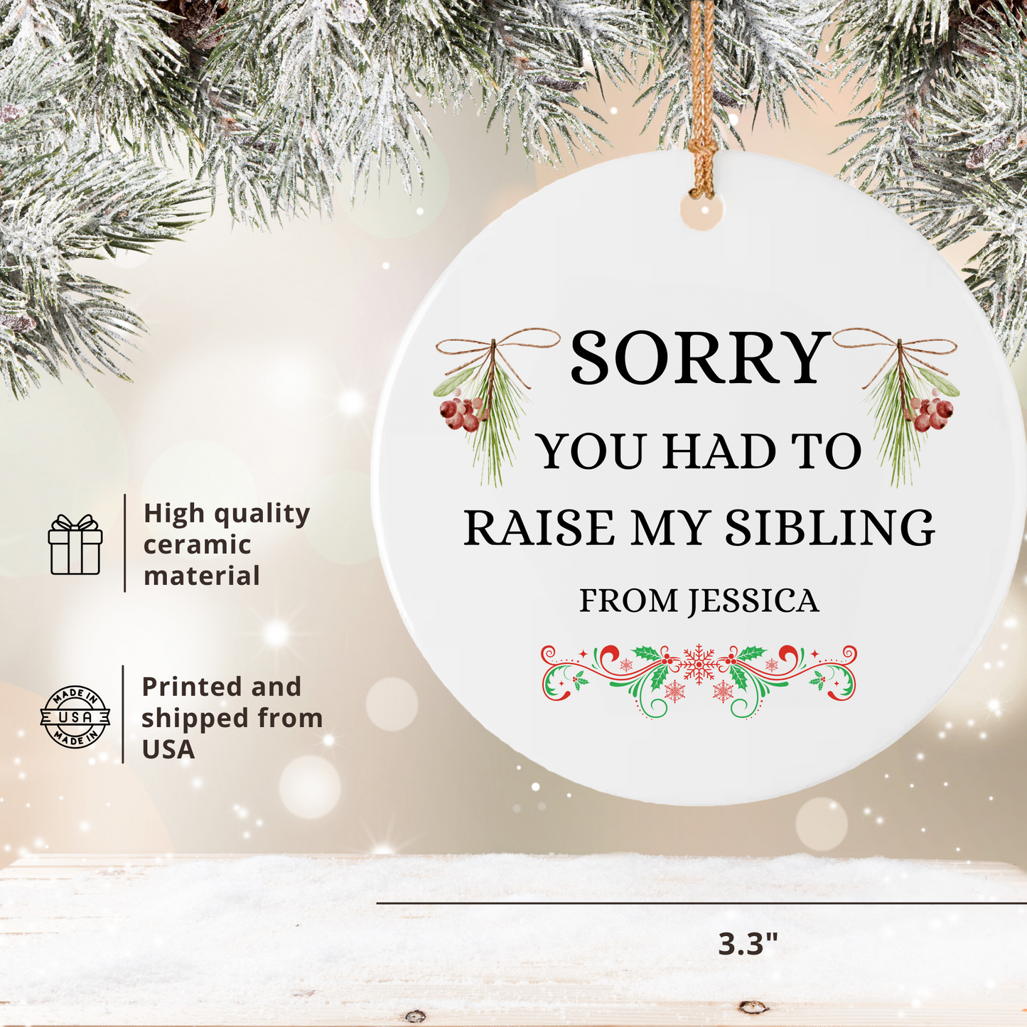 Funny Personalized Christmas Ornaments for Parents, Picture Frame Ornaments Gifts for Mom & Dad