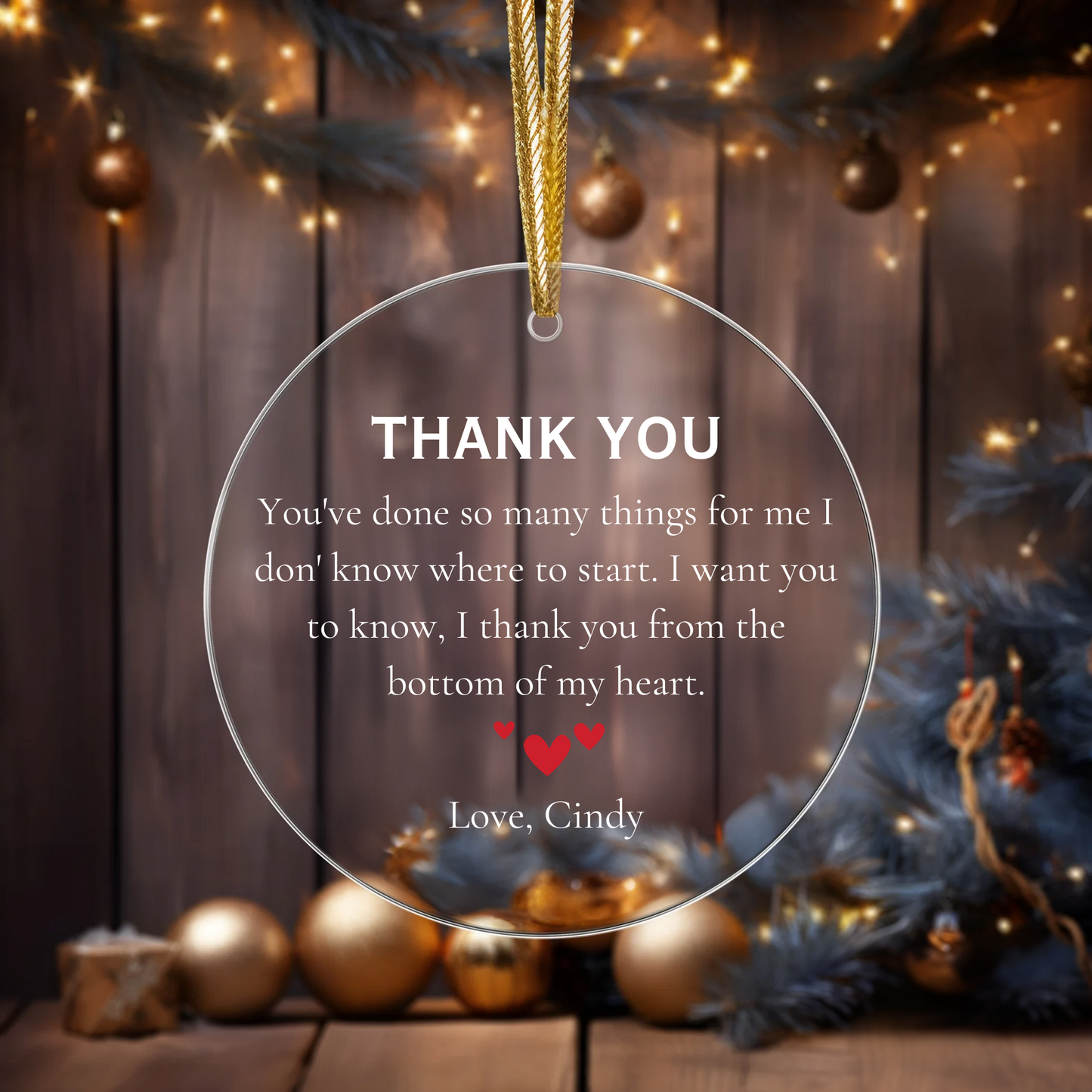 Personalized Thank You Ornaments | Custom Doctor, Nurse, Teacher Gifts Hanging Decor