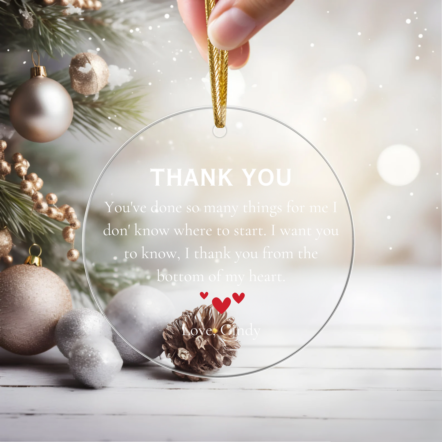 Personalized Thank You Ornaments | Custom Doctor, Nurse, Teacher Gifts Hanging Decor