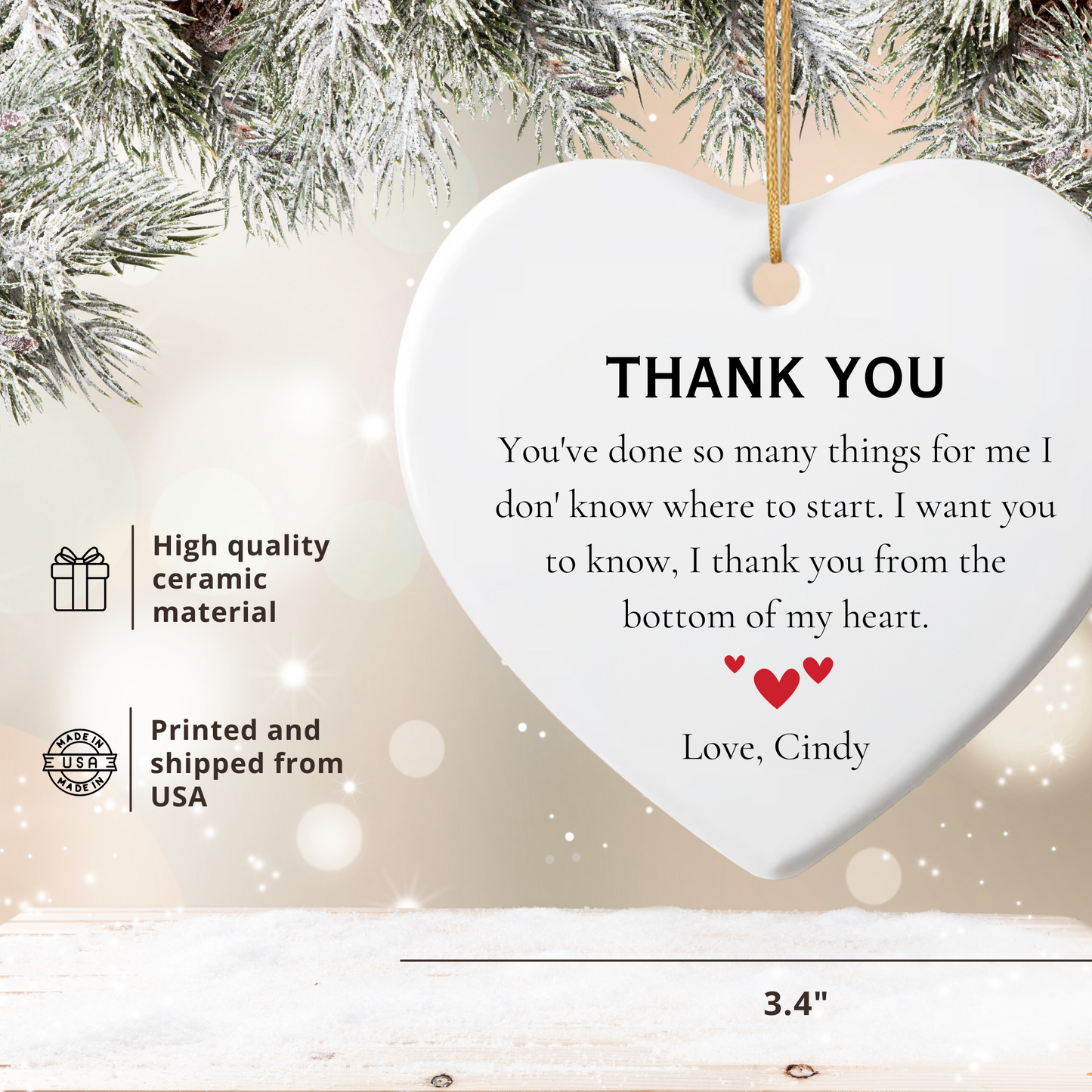 Personalized Thank You Ornaments | Custom Doctor, Nurse, Teacher Gifts Hanging Decor