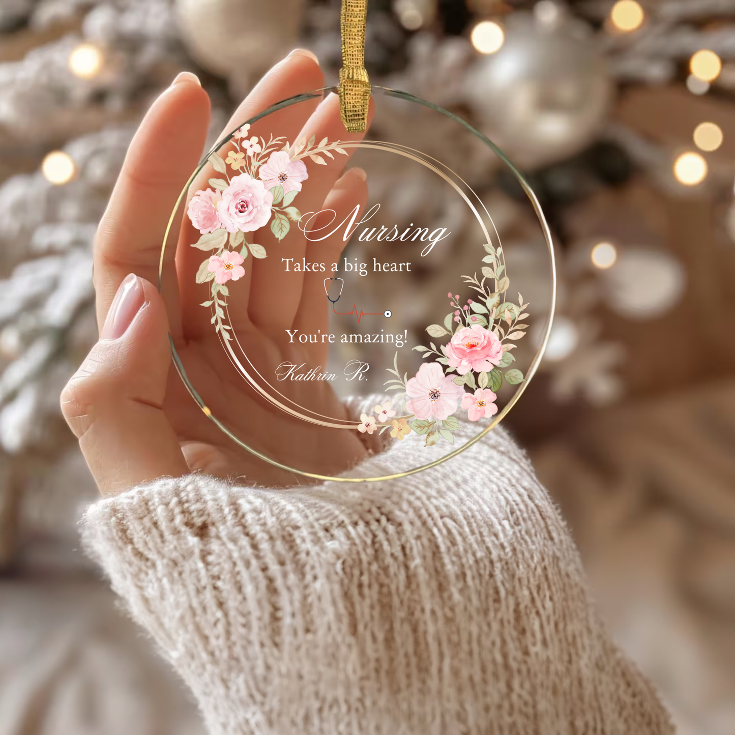 Personalized Nurse Christmas Ornament – Unique Nursing Gift – Custom Caregiver Ornament