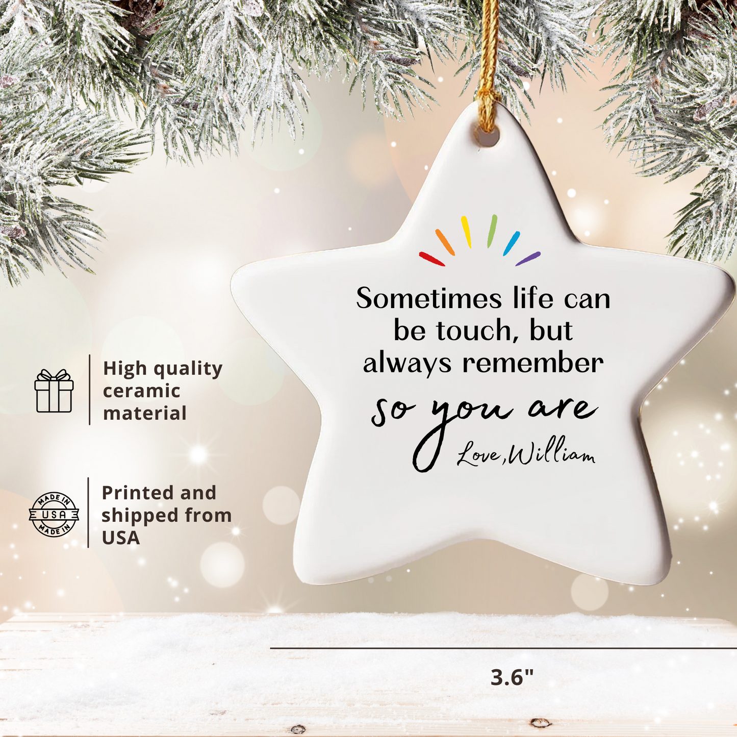 Stay Strong Ceramic Ornament | Unique Sympathy Gifts, Motivational Ornament Gifts for Friends & Family