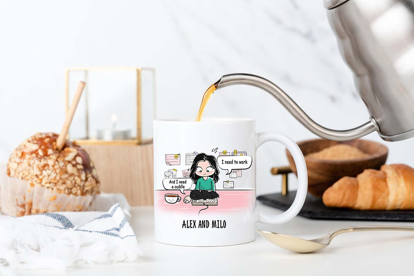 Personalized Human Servant Cat Mug-Work With Cat Personalized Mug-I Need A Cuddle Cat Mug Gift-Funny Cat Mug Gift-Cat Lover Mug Gift-Cat Mug