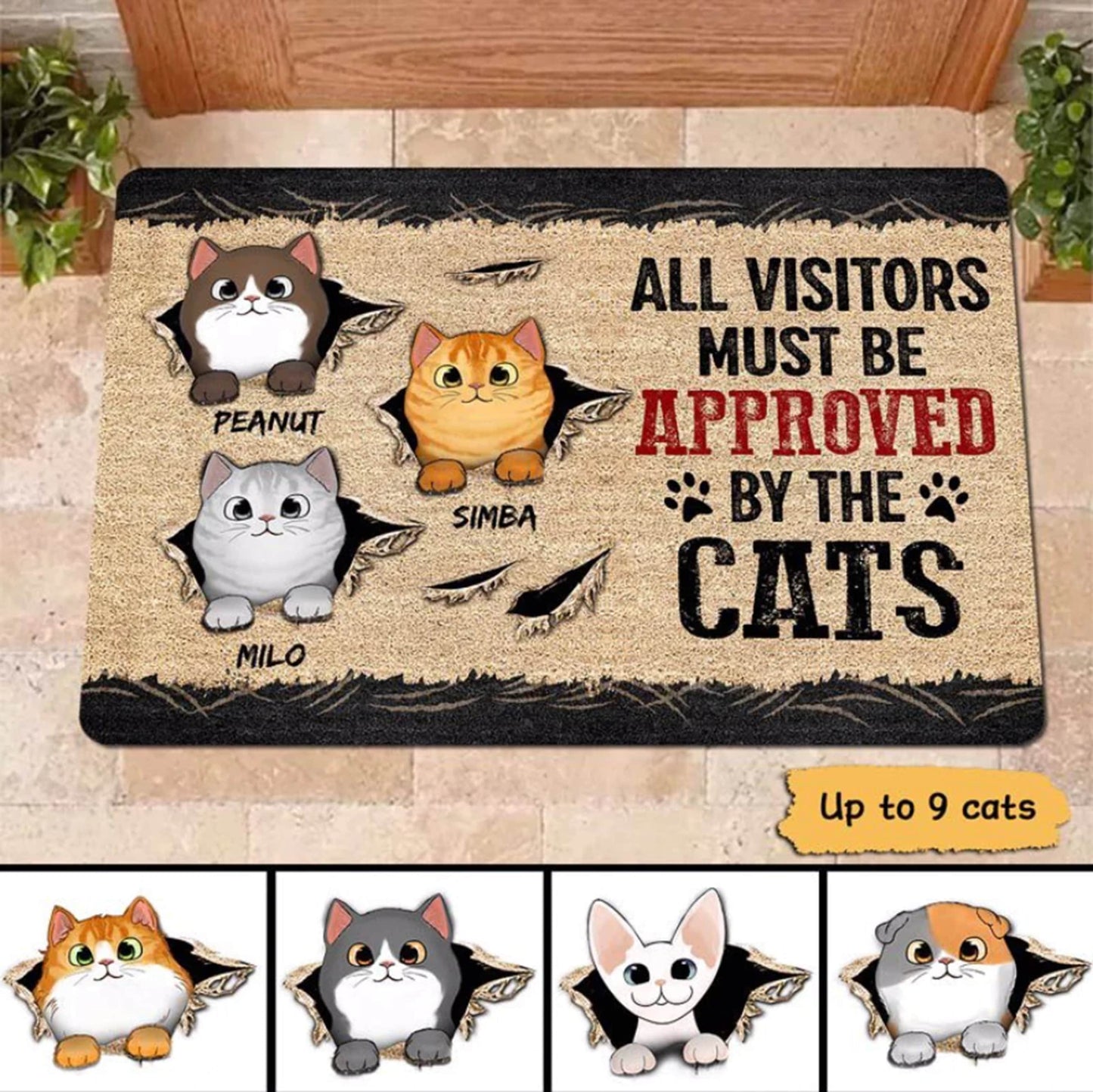 Visitors Must Be Approved By Cats Personalized Doormat, Funny Welcome Mat, Cat Entrance Mat, Front Door Mat, Cat Mom Birthday Gift