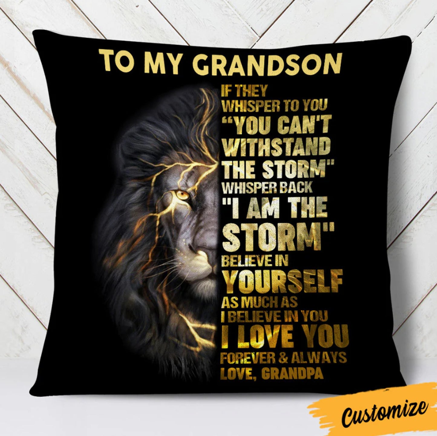 To My Grandson Custom Pillow, Personalized Pillow, Family Name Pillow, Long Distance Gift, Grandmas Pillow with Grandkids, Grandson Gift