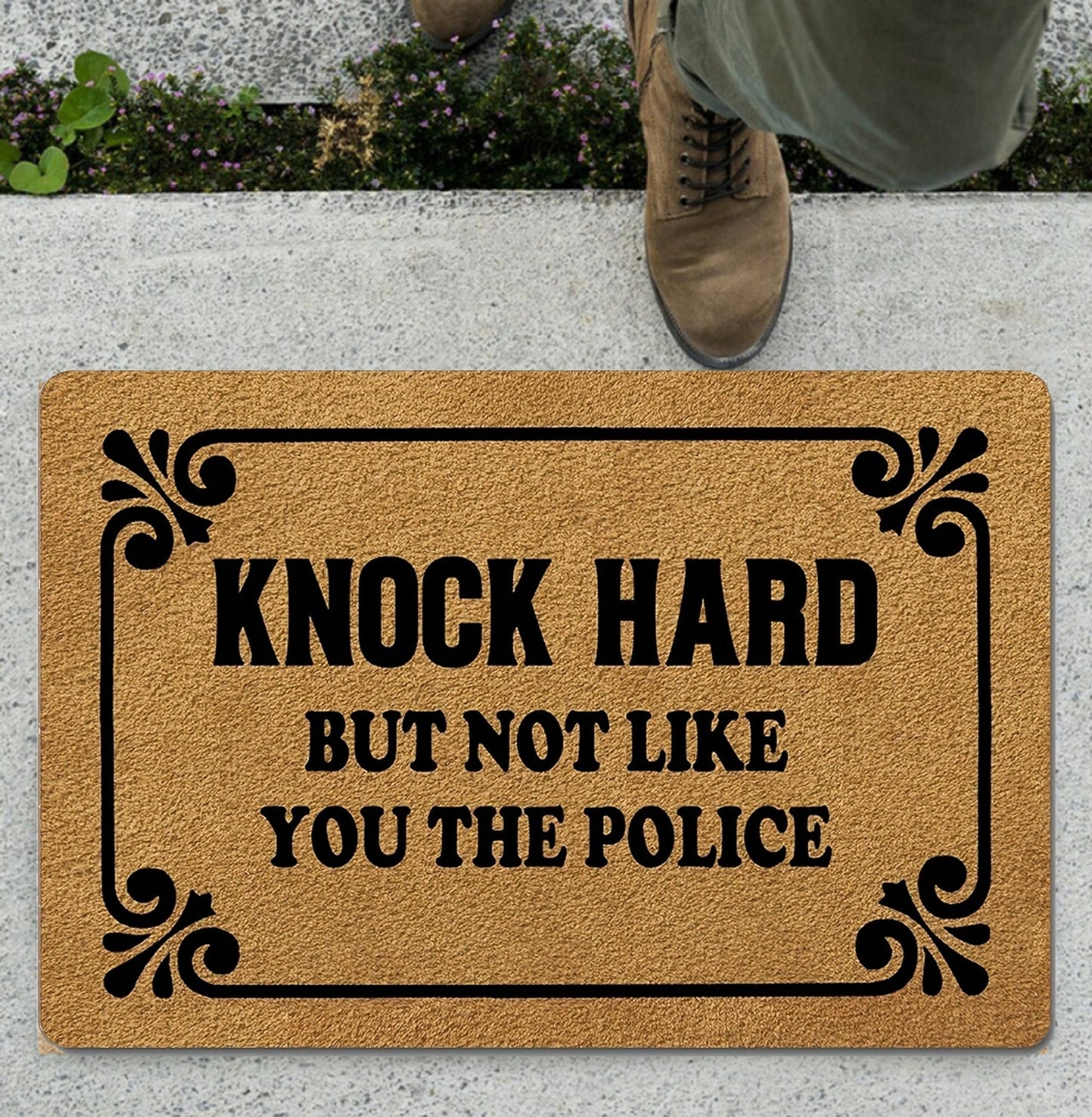 Knock Hard But Not Like You The Police Doormat, Funny Doormat, Funny Welcome Mat Gift, Front Doormat, Funny Door Mat, Closing Gift