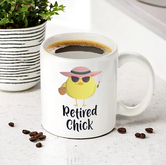 Retired Chick Coffee Mug, Funny Mug, Retirement Mug, Gifts for Grandma, Grandpa, Old People Mug, Senior Mug, Colleague Leaving Gift