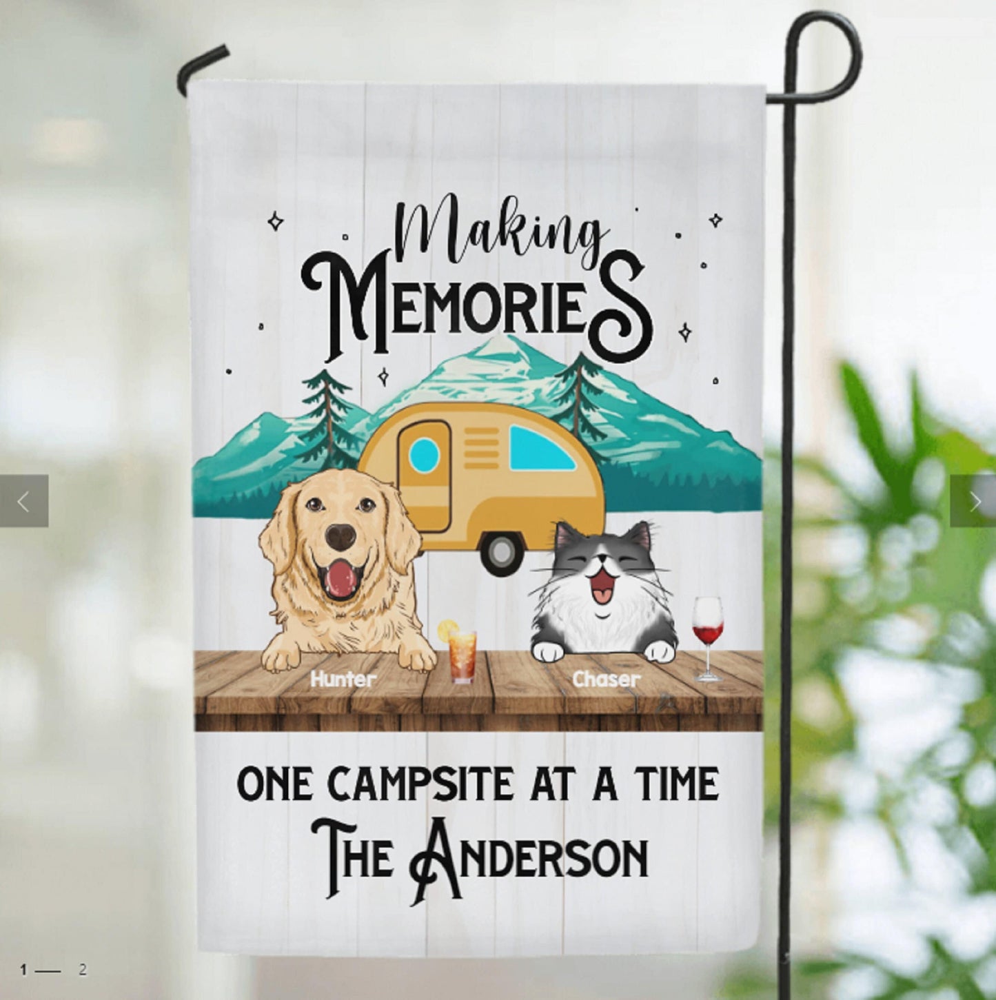 Making Memories Camping Personalized Pet Flag, Camping Flag, Dog Flag, Cat Flag, Pet Owner Gift Ideas, Campsite Flag, Camper Decor