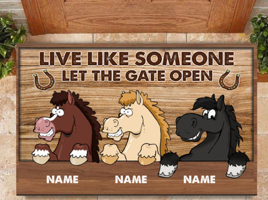 Let The Gate Open Horse Personalized Doormat, Funny Welcome Mat, Gift for Horse Lovers, Housewarming Gift, Closing Gift, Outdoor Mat